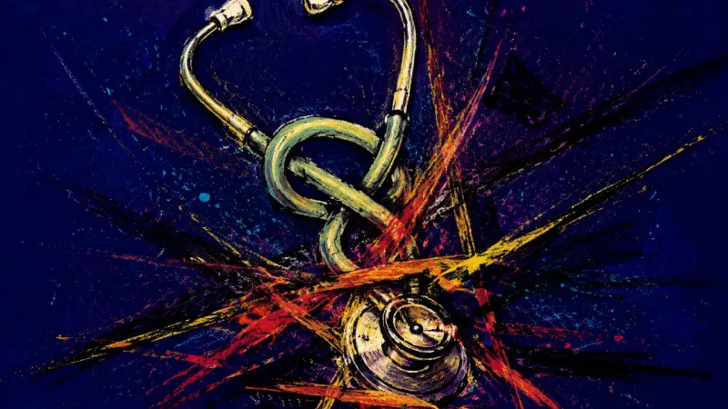 Knotted Vigilance An abstract representation of public hypervigilance, showing constant threat-scanning as a tangled