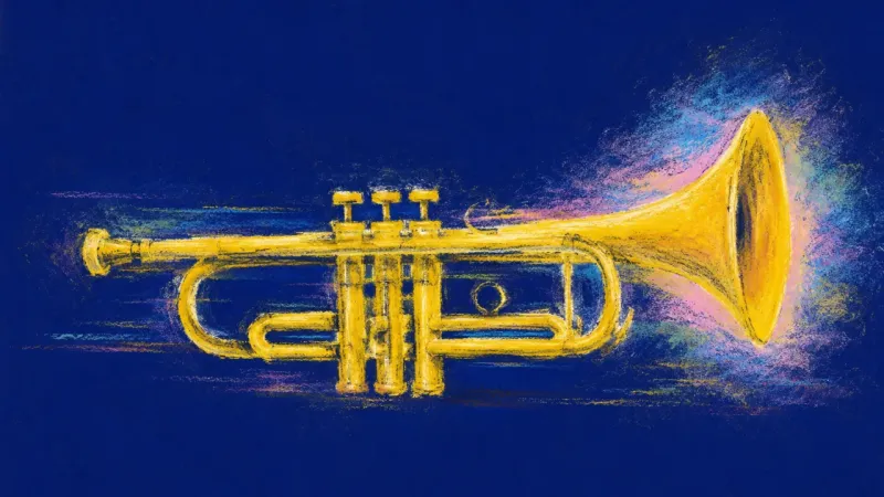 A restored trumpet with open lines and steady order, representing self-trust, good-enough completion