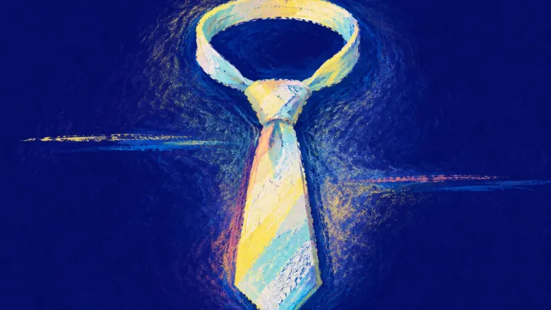 A necktie released into a clean, balanced shape, representing self-respect and plainspoken honesty