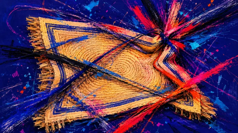 Collapsed Rectangle A distorted placemat crushed by chaotic crossing lines, symbolizing overwhelm, perfectionism, and a