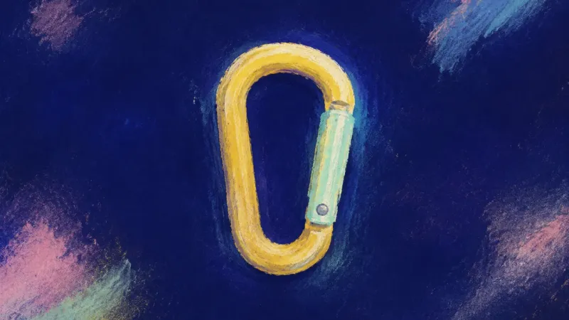 Clean Closure A restored carabiner with a clean closed shape, representing calm boundaries, self-respect, and less