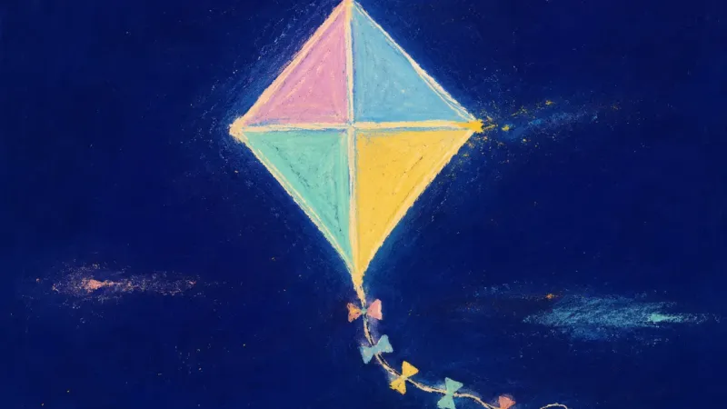 A balanced kite with clean contours, representing self-trust and calm steadiness in the pause aftera