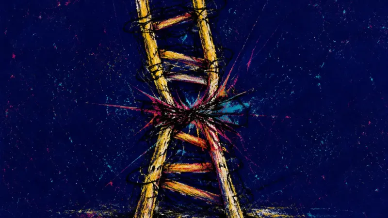 Collapsed Rungs A warped ladder squeezed shut by chaotic lines, representing self-doubt, overthinking, and fear of
