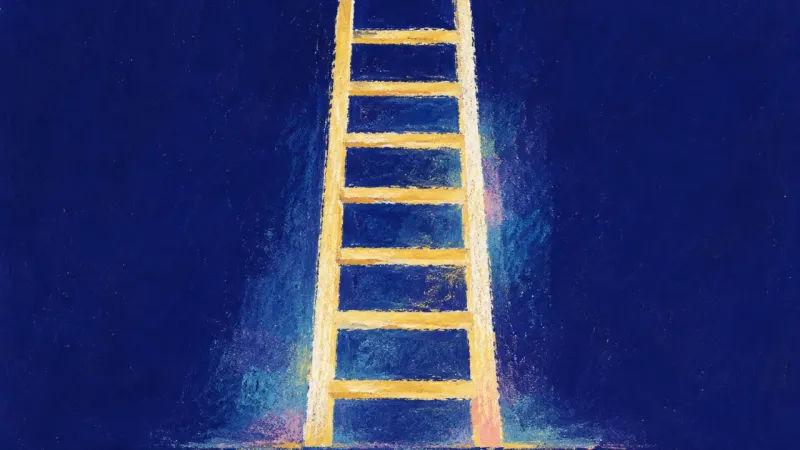 Rungs Realigned A ladder restored to an even, open form, expressing clearer thinking, practical guidance, and a more