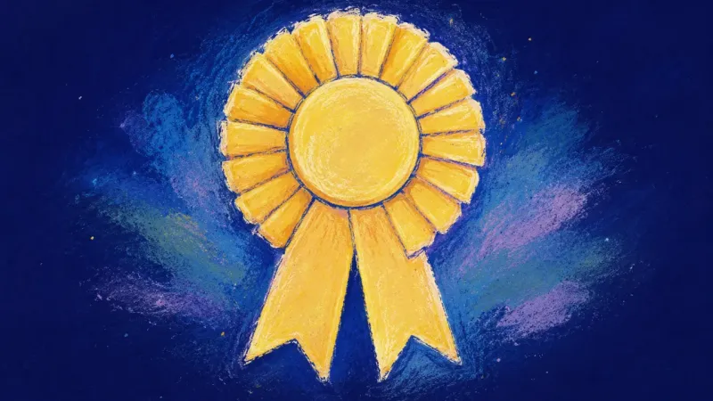 Untied Worth An award ribbon restored to an open, balanced form, symbolizing self-respect that no longer depends
