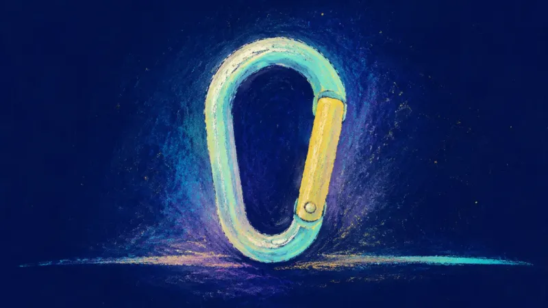 Measured Connection A carabiner restored to a clean, balanced shape, representing a shared agreement with clear bou