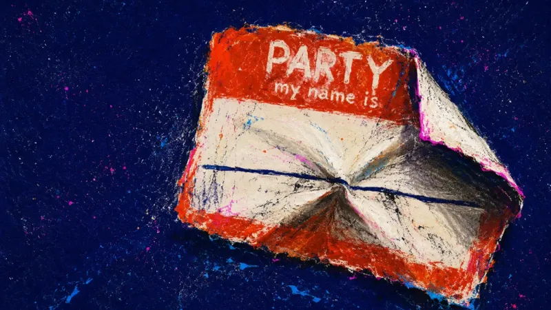 Named as Other A party name sticker peeled and pressed back down until its corners curl and the name line buckles,