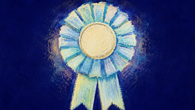 Rosette Reopened An award rosette reopened into a balanced form, showing kind boundaries and steadier self-trust in a