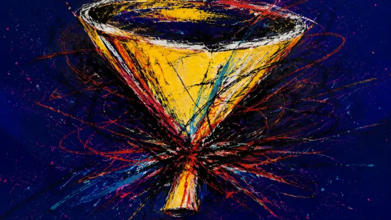 Choked Channel A warped funnel choked shut by dense marks, representing life-admin overwhelm collapsing into