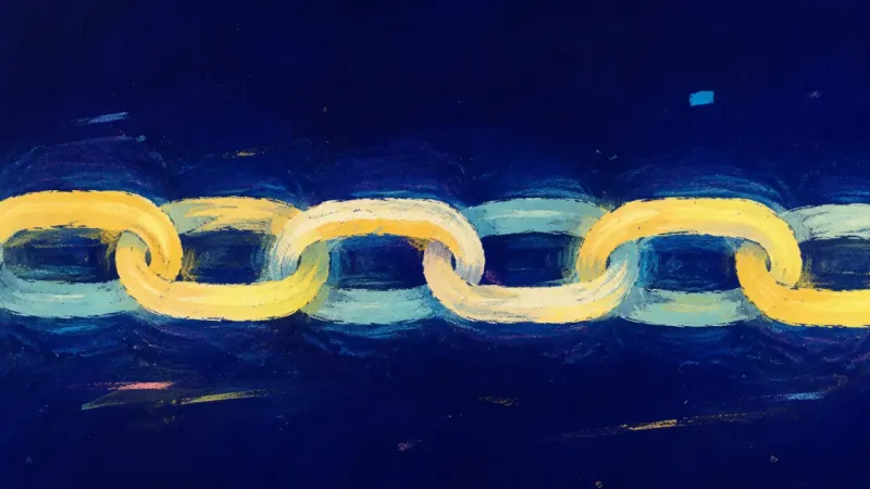 A chain restored to open, even links, expressing a grounded decision, clear boundaries, and calmer