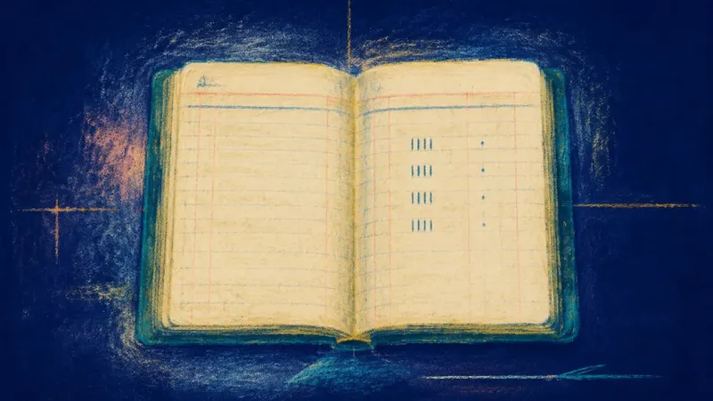 Proof of Pace An abstract ledger restored to clean balance, showing self-trust rebuilt through steady choices inst