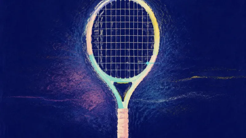 A restored racket with an even open grid, representing kind, direct communication and balanced