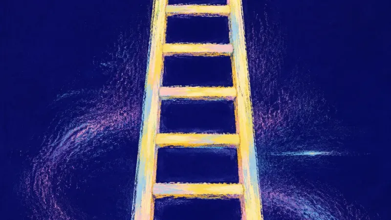 A restored ladder with even rungs, representing a paced Monday reset, balanced effort, and clear fo