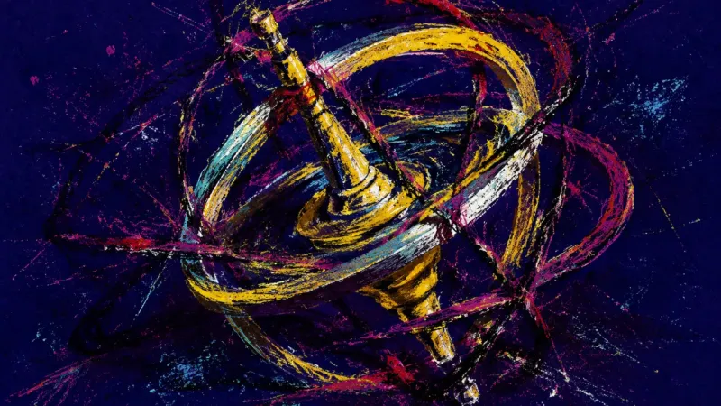 Collapsed Orbit A gyroscope pulled out of alignment and trapped in chaotic pressure, representing shame, overcontrol