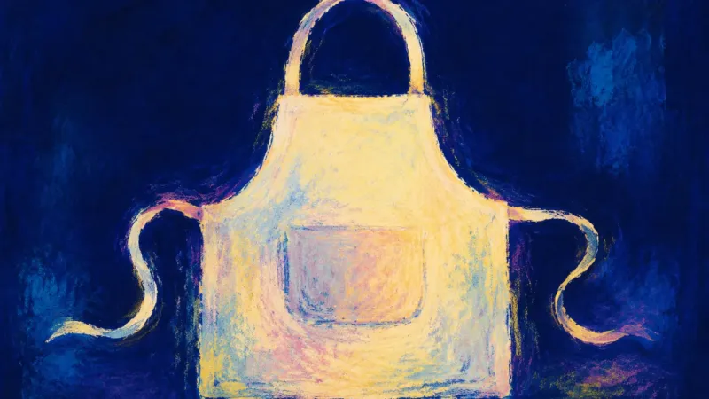 An apron restored to an open, balanced form, representing chosen rest, self-respect, and boundaries﻿