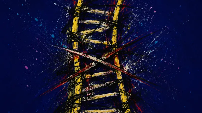 A warped ladder crushed by chaotic marks, representing perfectionism that turns one missed study day