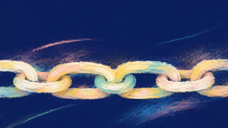 Released Bond An abstract chain released into clean, even links, representing family money boundaries that restore
