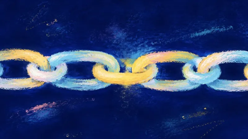 Links Reclaimed An abstract chain restored to open, balanced links, expressing self-authorization, steady confidence