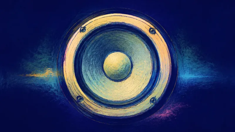 Steady Signal A speaker cone restored to open, balanced form, representing clear communication and feelings ex