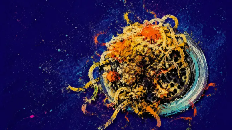 Blocked Signal A sink strainer clogged with noodles and scraps, symbolizing burnout that turns ordinary home care 9