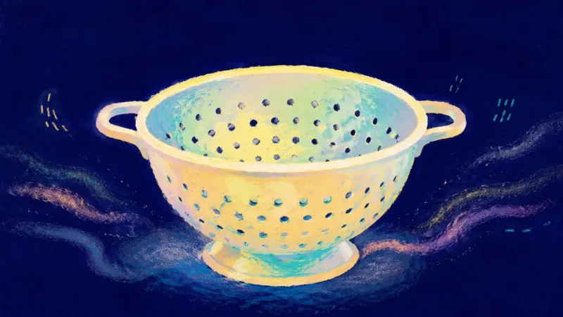 Restored Rhythm A reopened colander with clear, even openings, symbolizing a gentler home rhythm and renewed self-tr