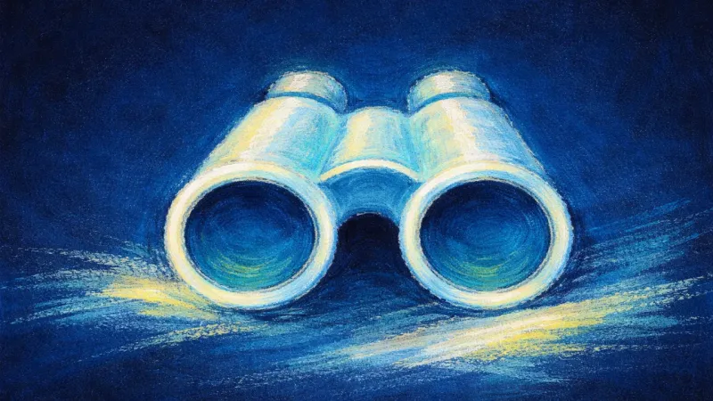 Realigned Vision Restored binoculars in a balanced open form, symbolizing a calmer values-based decision and growing