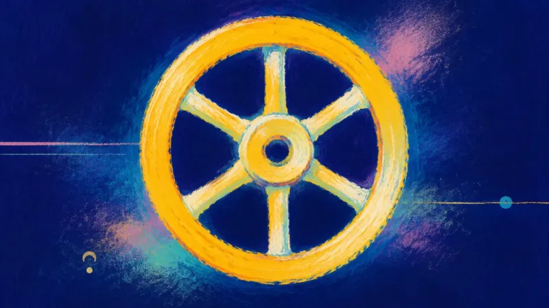 Return to Baseline A restored valve wheel with balanced spokes and a clean circular outline, representing calm self-reg