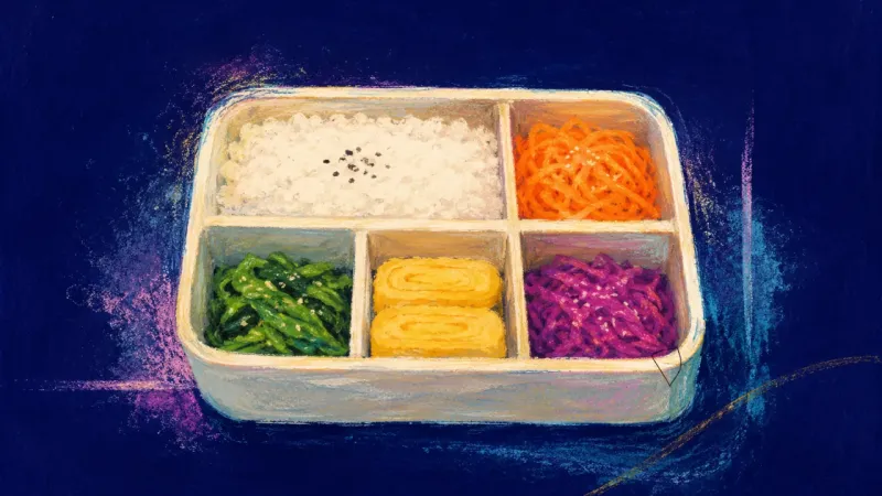 Clear Capacity An abstract bento box with balanced compartments and clean order, expressing a clear boundary, self‑