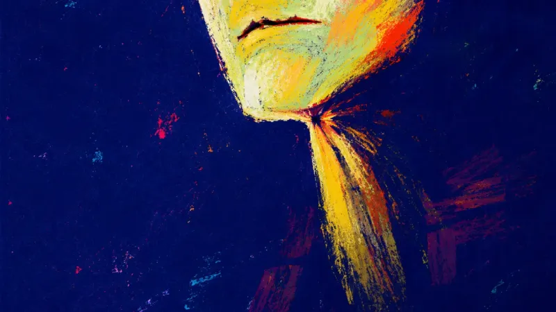A cropped jaw and throat locked mid-swallow, symbolizing the body bracing against praise as if it ‌​