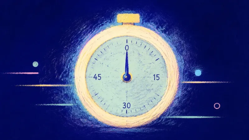 A restored timer in balanced order, representing planned rest, steadier focus, and trust in a sus
