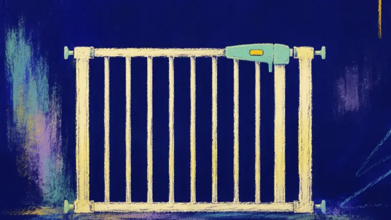 A baby gate restored to even order, representing honest boundaries, steadier breath, and a warmer co