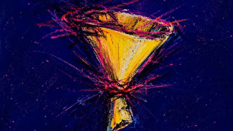 Choked Channel A warped funnel cinched by chaotic lines, representing self-silencing and the fear of asking for