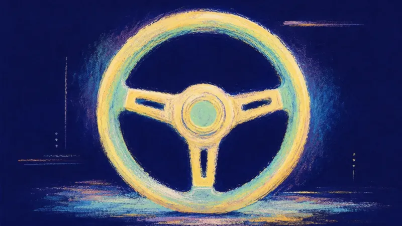Return to Center A restored steering wheel in balanced form, representing a grounded exam choice, a simple prep plan,