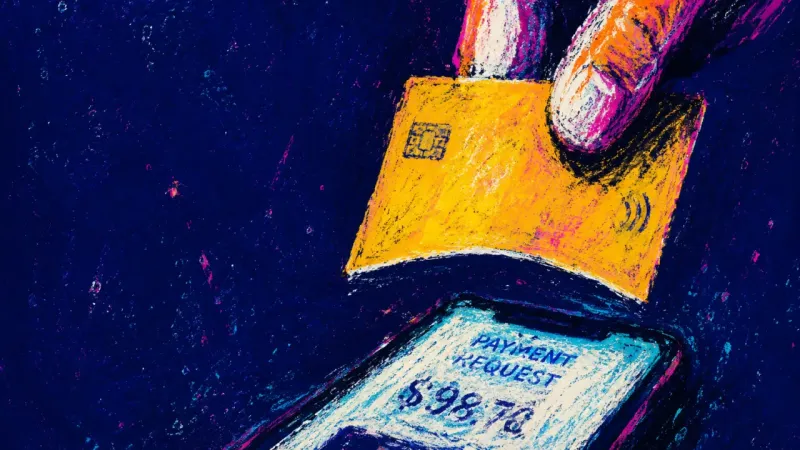 Amount on Trial A debit card bent above a phone payment request, showing the freeze response and money-shame panic a