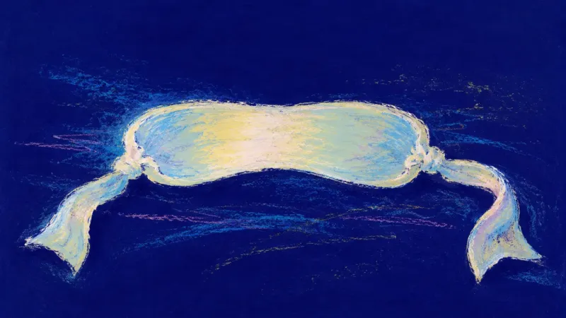 A blindfold opened into a smooth band, representing a clear boundary, steadier self-respect, and a s