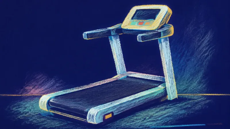 A leveled treadmill with a clear, steady outline, expressing a sustainable work choice, firm bound