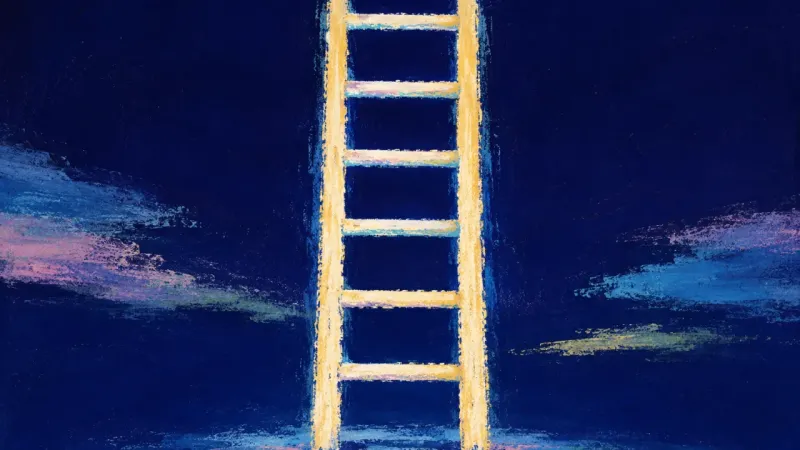 A restored ladder with even rungs and open order, representing self-worth reclaimed through clarity,