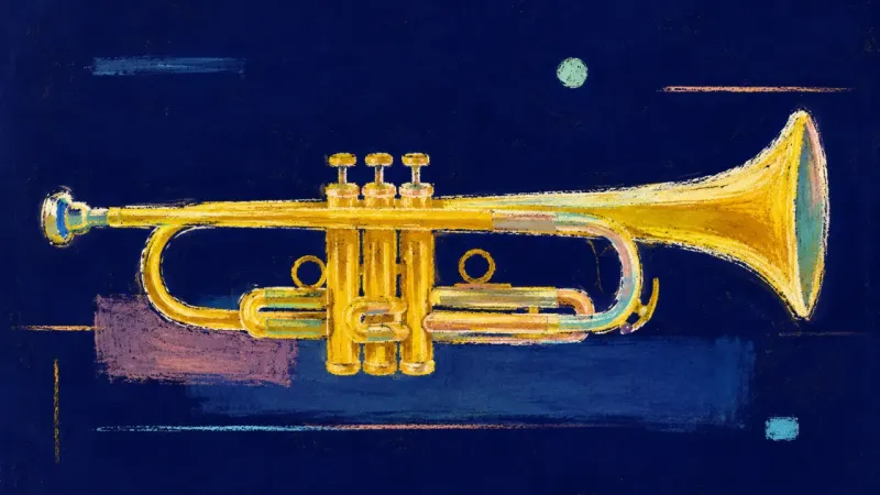 A reopened trumpet with clear contours, showing participation becoming steady practice, shared learn