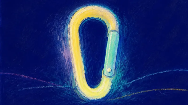 Aligned Loop A balanced carabiner with a clean aligned gate, symbolizing clear boundaries and support chosen via