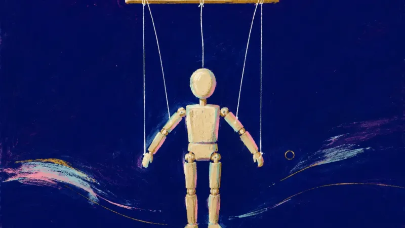 Reclaimed Voice A marionette restored to calm balance, symbolizing respectful boundary-setting and adult self-trust.