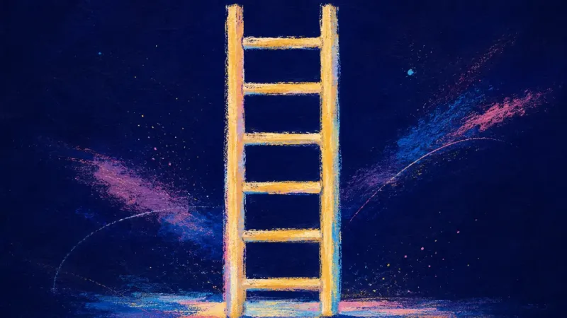 A restored ladder with even rungs, representing money information met with steady action, self-trust