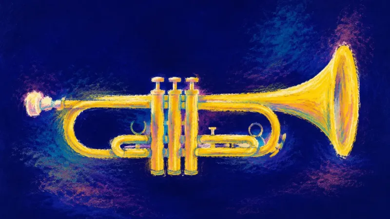Clear Signal A restored trumpet with open, orderly curves, representing honest self-naming and the return ofier