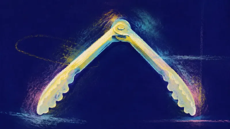 Steady Opening A pair of tongs restored to a calm open form, representing clear requests, steadier self-trust, and