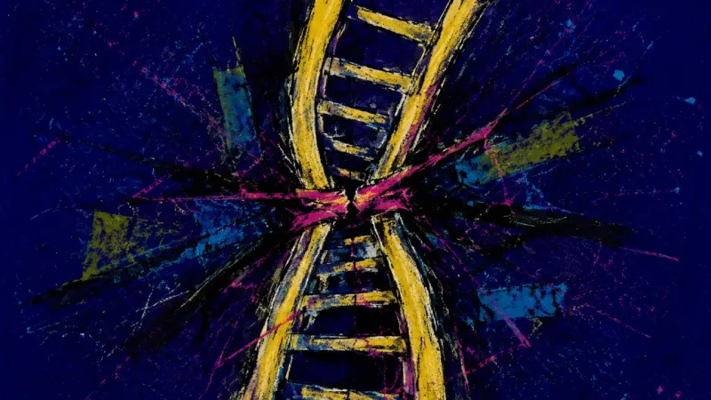 Cramped Ascent A warped ladder bound by chaotic marks, representing comparison-driven overwork, self-judgment, and