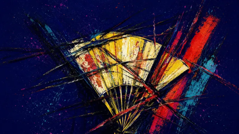 Seized Arc A distorted hand fan trapped in dense marks, expressing self-censorship, secrecy, and fear of being