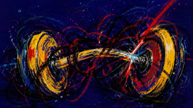 Bent Routine A distorted dumbbell tangled in chaotic pressure, representing burnout where money anxiety bends rou