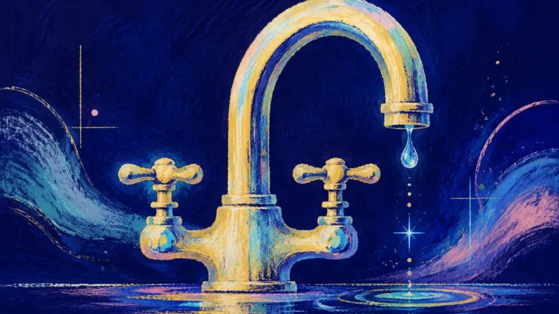 Measured Flow A restored faucet with even contours, representing a clear boundary choice, emotional regulation, a
