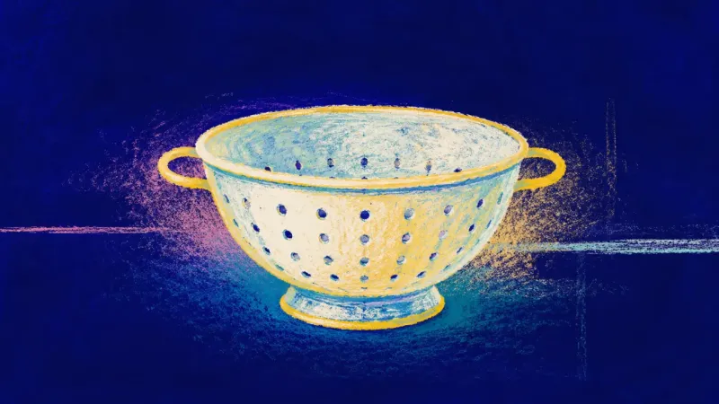 Measured Flow A restored colander with an even rim and ordered openings, expressing steadier focus, basic support,