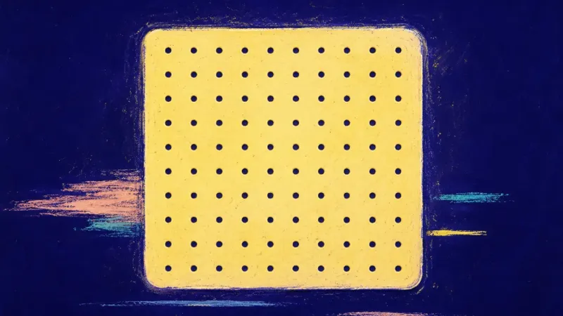 Working Proof A restored pegboard with an open, even grid, representing career choices guided by self-trust, flex