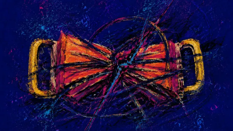 An abstract bellows crushed and tangled by force, expressing the panic of reading honest feedback as
